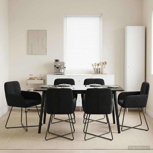  Trpezarijske stolice 6 pcs Baršun Crna 59 x 56,5 x 86 cm Cene