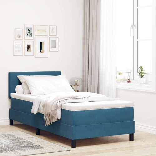Box Spring Postelja z Blazino Temno Modra 80x200 cm Žamet, (22052830) Cene