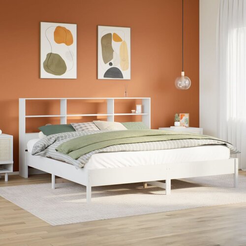 vidaXL Krevet s regalom z knjige bez madraca bijeli 180x200cm borovina Cijene
