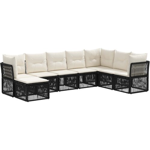 vidaXL Vrtna sedežna garnitura 8 pcs Črna poli ratan, (5000270197) Cene