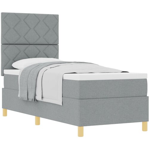VidaXL Postelja s &amp;scaron;katlastim dnom z vzmetnico Svetlo siva 80x200 cm Tkanina Slike