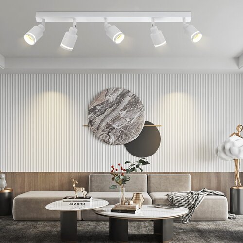 Nettlife Moderna bela stropna svetilka: 5 nastavljivih kovinskih stropnih reflektorjev, stropna svetilka GU10, za spalnico, brez žarnice, (22116794) Cene