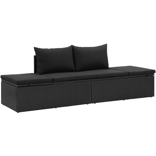 Maison Chic Ležalnik - Sončna ležalnik z blazinami poli ratan črn, (22043243) Cene