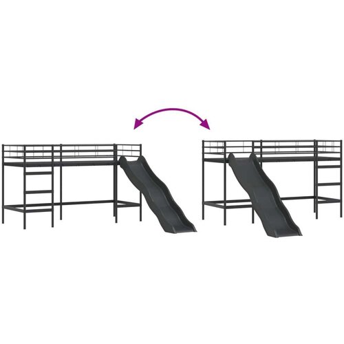  Krevet na kat za djecu s toboganom Crna i antracit 90 x 190 cm Slike