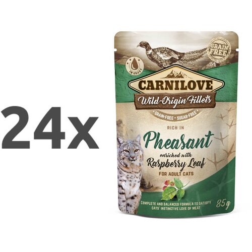 Carnilove cat wmm adult - fazan &amp;amp; listi maline, 85 g 24 x 85 g Slike