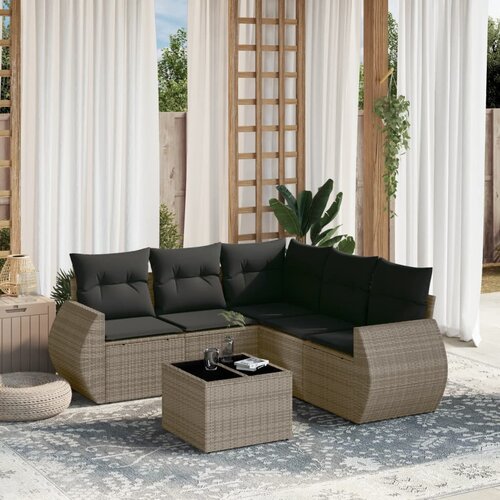 vidaXL 6-dijelni set vrtnih sofa od poliratana s jastucima sivi Cijene