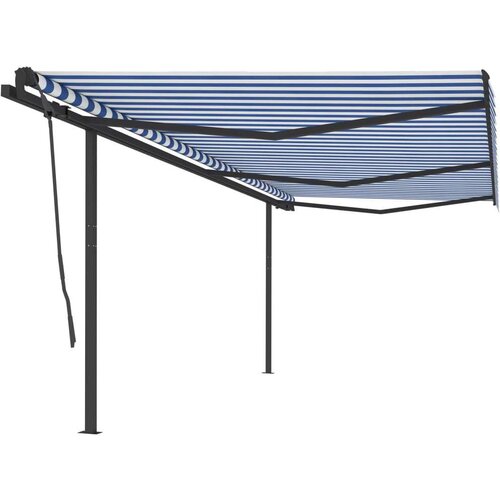  Ročno zložljiva tenda s stebrički 6x3,5 m modra in bela, (20743136) Cene