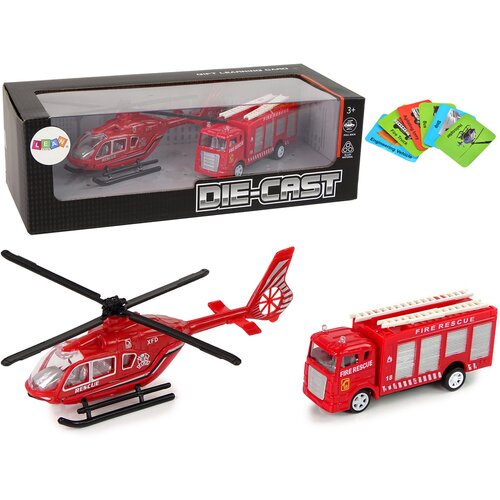  Set vatrogasnih vozila za igru sa helikopterom i kamionom - crveni Cijene