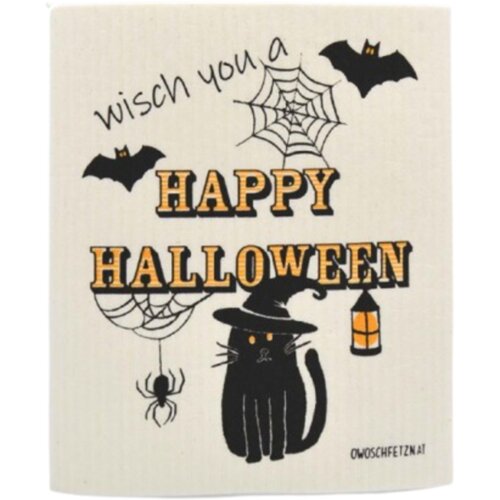 OWOSCHFETZN Spužvasta krpa Mačka Frieda &amp;quot;wisch you a Happy Halloween&amp;quot; - 1 kom. Slike