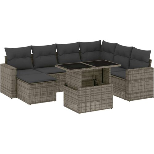  8-dijelni set vrtnih sofa od poliratana s jastucima sivi Slike