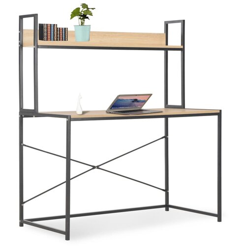 VidaXL Stol za računalo crni i boja hrasta 120 x 60 x 138 cm Slike
