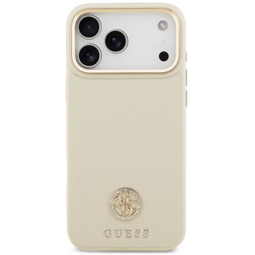 Guess maskica za iPhone 17 Pro kompatibilna s MagSafe (PU s logom od zrnaste strass tkanine) bež Cijene