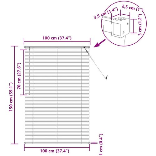  Venecijanska roleta Podesiva Bijelo 150 x 100 cm PVC - Bijelo 100 x 150 cm Slike