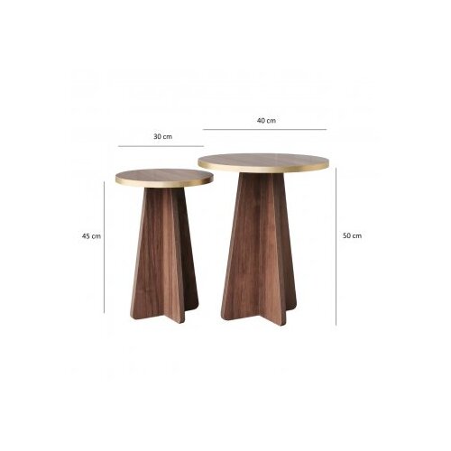 Hanah home set stolova mushroom 2 gold walnut Slike