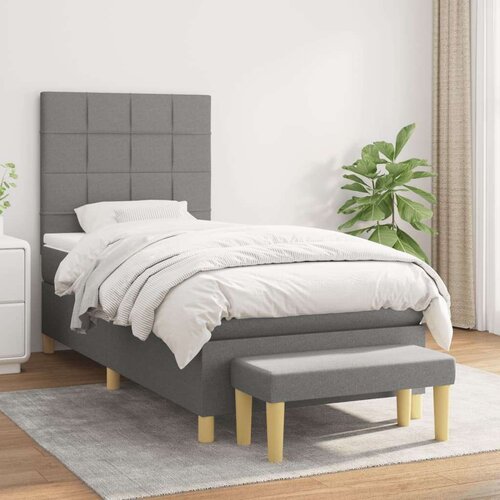  Box spring postelja z vzmetnico temno siva 90x200 cm blago, (20790160) Slike