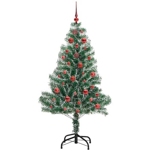  Umjetno Božićno Drvo s Snježnim Flokom i LED Svjetlom 150 cm Slike