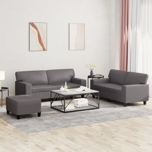  3-dijelni set sofa s jastucima sivi od umjetne kože Cene