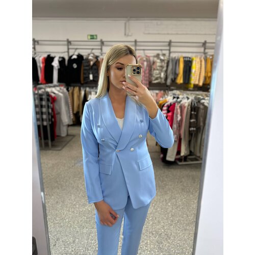 LIVIEN Blue extended jacket with imitation pockets Cijene