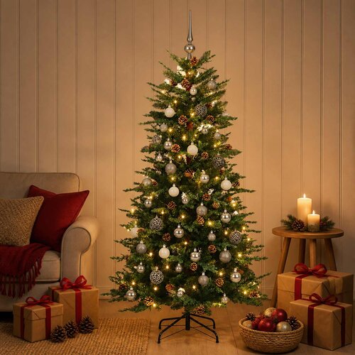  Umjetno božićno drvce s kuglicom 120 cm 150 LED lampica Slike