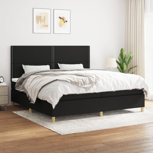  Krevet s oprugama i madracem crni 200x200 cm od tkanine Slike