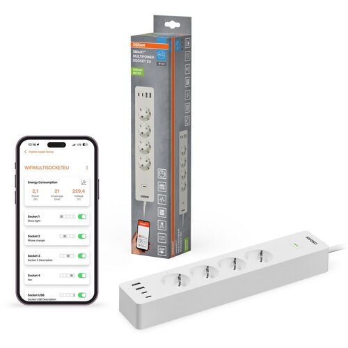 Osram Produžni kabl SMART+ 4Z tip F + 2xUSB-A + 2xUSB-C Wi-Fi Slike