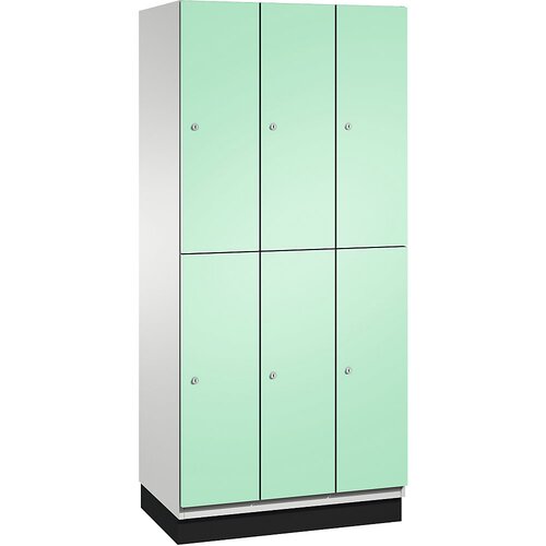 C+P Omara s predelki in garderobnim drogom CAMBIO, 6 predelkov, korpus svetlo siv / vrata svetlo zelena, širina 900 mm Cene