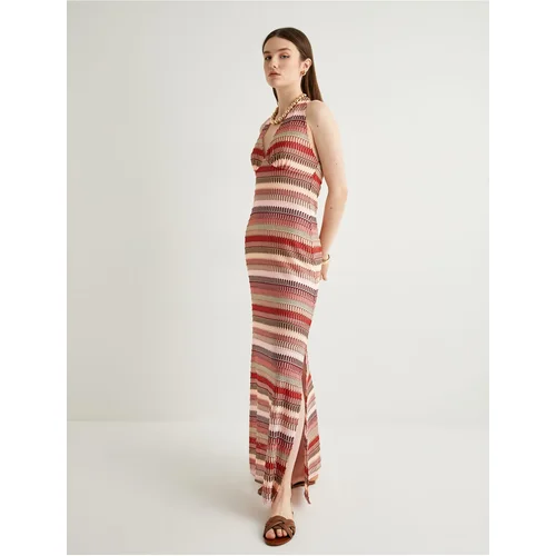 Koton Halter Neck Crochet Long Dress Multicolor