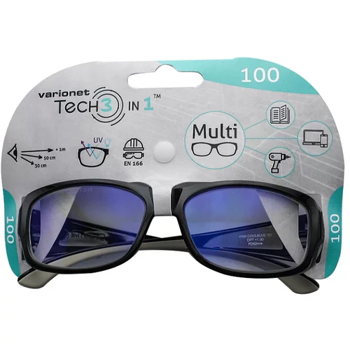 3 zaštitne naočale s dioptrijom 100 (Crno-sive boje)
