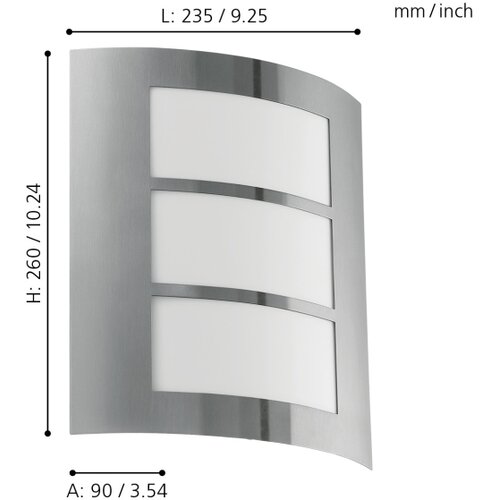 Eglo city spoljna zidna lampa/1, e27, inox Slike