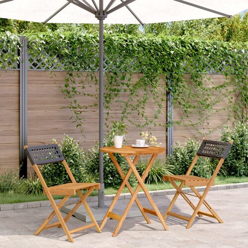 VidaXL 3-dijelni bistro set od poliratana i masivnog drva crni Slike