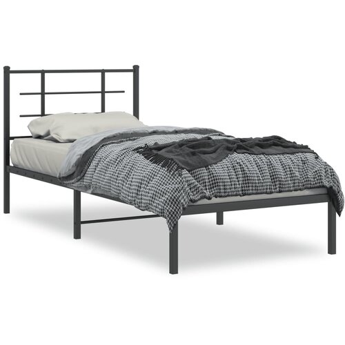 vidaXL Kovinski posteljni okvir z vzglavjem črn 90x200 cm Cene