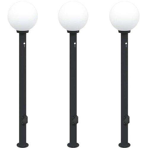 vidaXL Stebričke s senzorjem in vtičnico 3 kosi 120 cm črne barve IP44, (5000297022) Cene