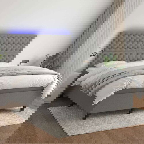  Krevet box spring s madracem LED tamnosivi 140x190 cm tkanina Cijene
