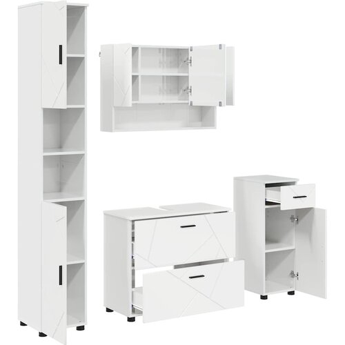  Set namje&amp;scaron;taja za kupaonicu 4 kom. Visoki sjaj bijela 35 x 30 x 192 cm Slike