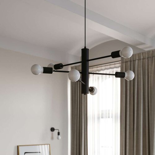  Sollux SL.0305 - Luster na sajli DUOMO 6 6xE27/60W/230V crna Slike