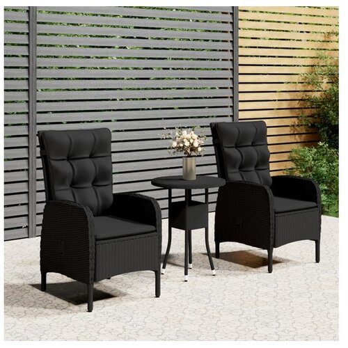 vidaXL 3-dijelni vrtni bistro set od poliratana crni Cene