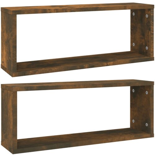 Maison Chic Stenske Police - Viseča polica kockaste 2 kosa dim. hrast 60x15x23 cm inž. Les, (21758766) Slike
