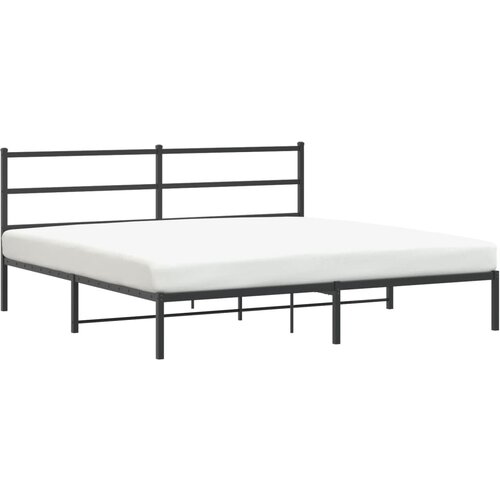 Maison Chic Kovinski Posteljni okvir - Dvoposteljna postelja - Zakonska postelja z vzglavjem črn 180x200 cm, (21693337) Slike