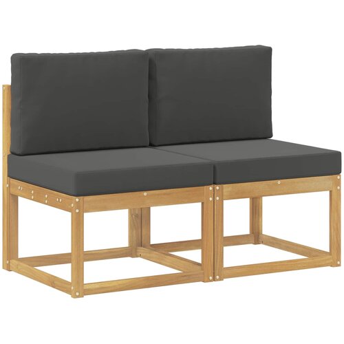  2 Komad Srednja sofa za van Čvrsto drvo akacije Bijela Slike