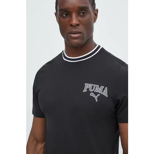 Puma Pamučna majica SQUAD za muškarce, boja: crna, s tiskom, 678968