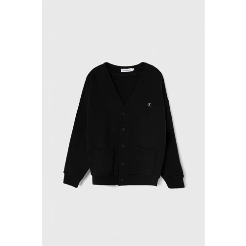 Calvin Klein Jeans Otroški bombažen pulover črna barva