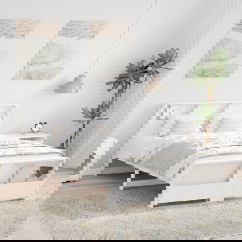 vidaXL Konstrukcija postelje Bela 120 x 200 cm Trdna borovina Cene