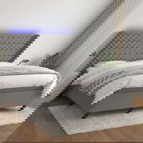  Krevet box spring s madracem LED tamnosivi 140x190 cm tkanina Cijene