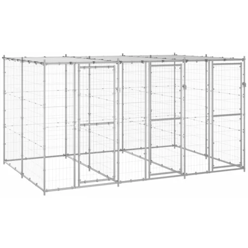 vidaXL Vanjski kavez za pse od pocinčanog čelika s krovom 7 26 m²