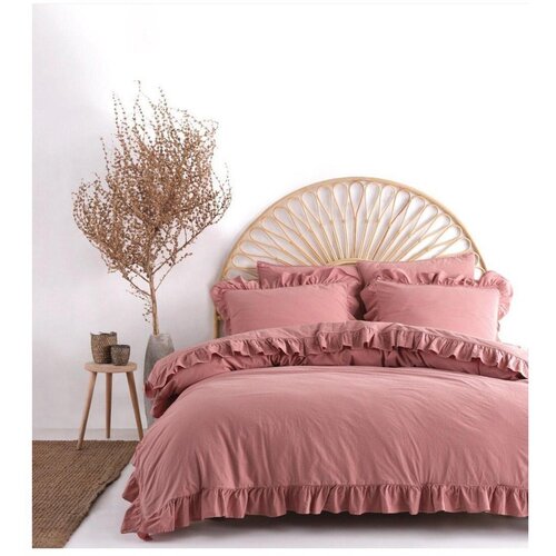 Mila Home Luxury Ružičasta posteljina za krevet za jednu osobu od renforce pamuka 140x200 cm Ruffle Striped &amp;ndash; Slike
