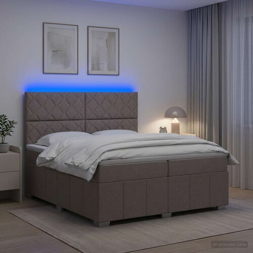  LED okvir za krevet s madracem Sivosmeđa 200 x 200 cm Tkanina Cijene