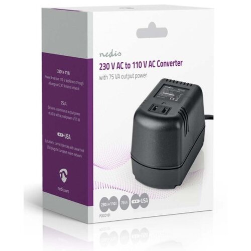 Nedis POCO101 Konvertor snage, 230V AC 50Hz, 65W, Euro, Black Omogucava upotrebu opreme iz SAD u Evropi Slike