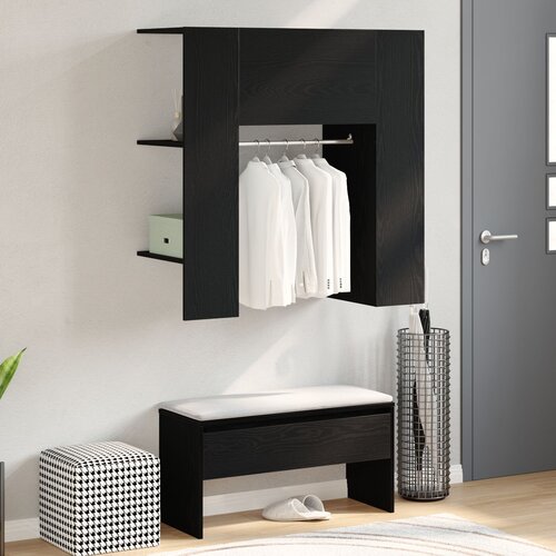VidaXL Kabinet za hodnik Črn hrast Inženirski les 97,5 x 37 x 99 cm Slike