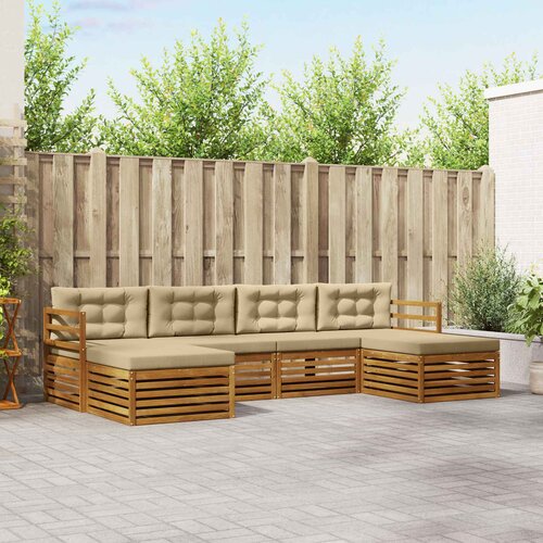  Setovi sofa s jastukom 6 pcs Prirodna i bež Čvrsto drvo akacije Cene