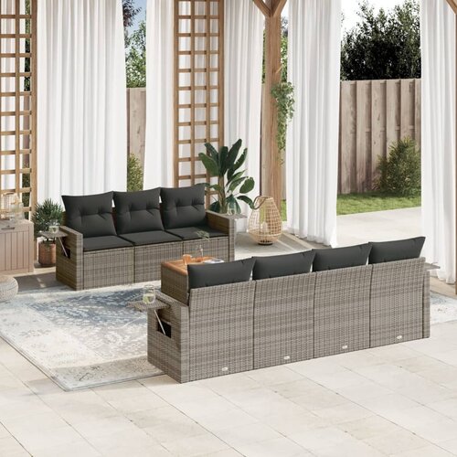 vidaXL 8-dijelni set vrtnih sofa od poliratana s jastucima sivi Cijene